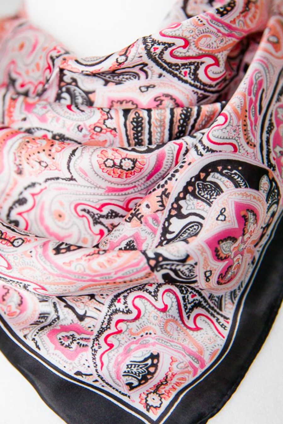 Golden Stella Scarves & Belts | Fun In Paisley Scarf, Black/Pink