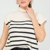 Le Lis Short Sleeve & Sleeveless | Nova Sweater Vest, Cream/Black Stripe