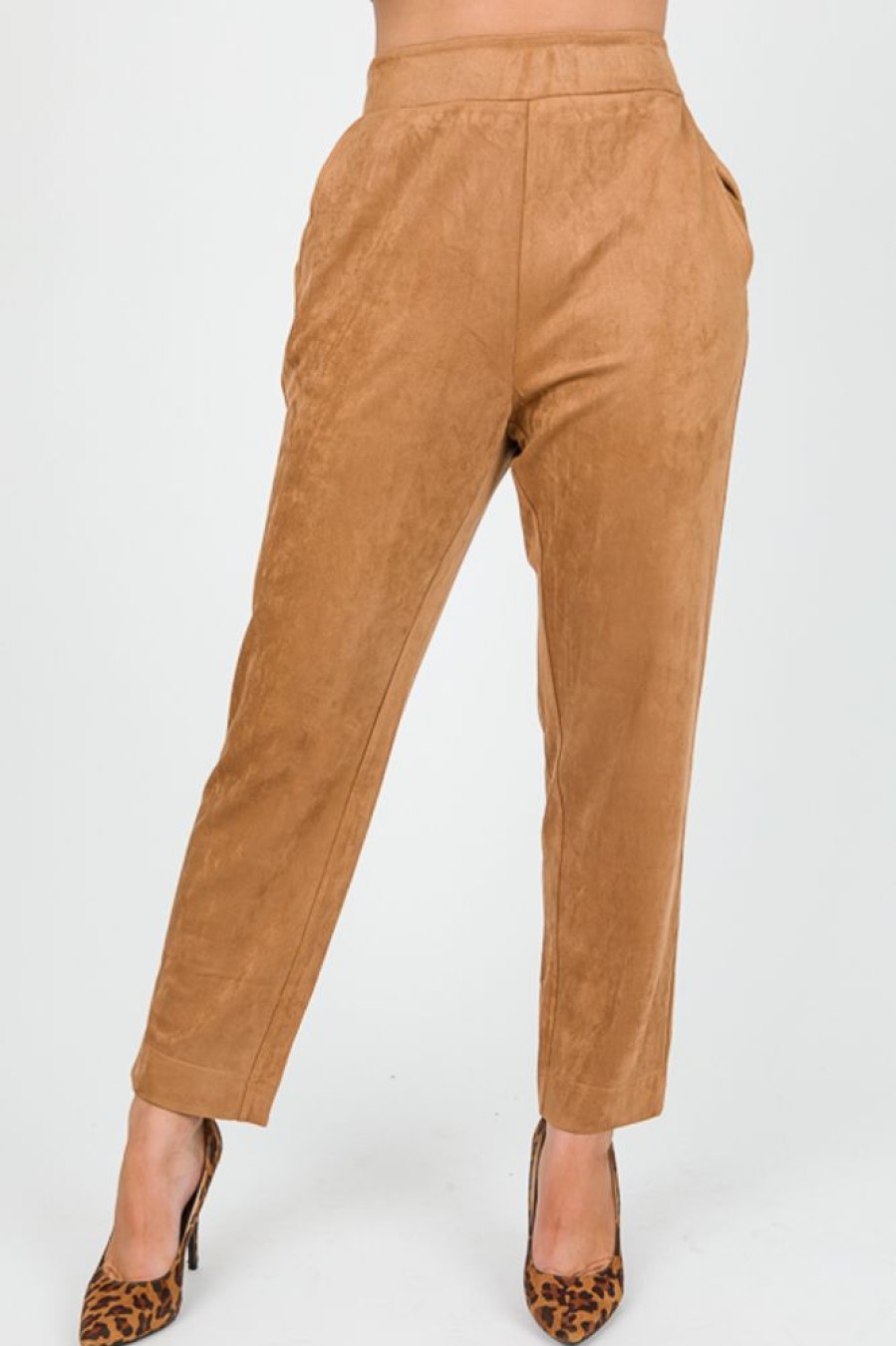 Cotton Bleu Pants & Leggings | Camel Suede Pants