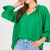 Umgee 3/4 & Long Sleeve | Angie Top, Kelly Green