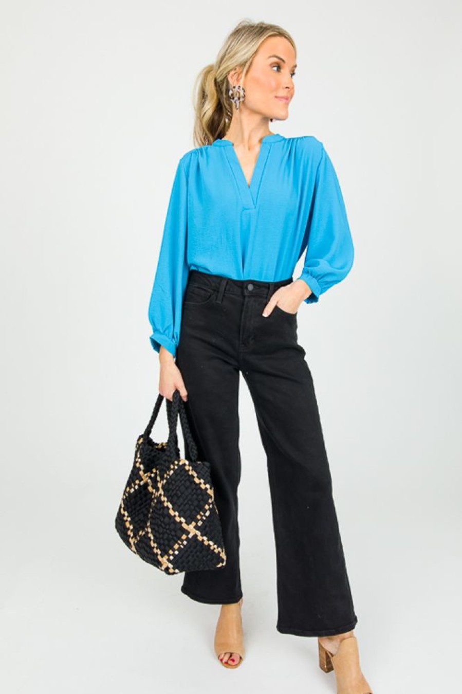 Entro 3/4 & Long Sleeve | Kylene Blouse, Ocean Blue