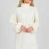 Sundayup White & Ivory | Button Neck Texture Dress, Cream