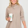 Aluvina 3/4 & Long Sleeve | Georgina Cowl Turtleneck, Taupe