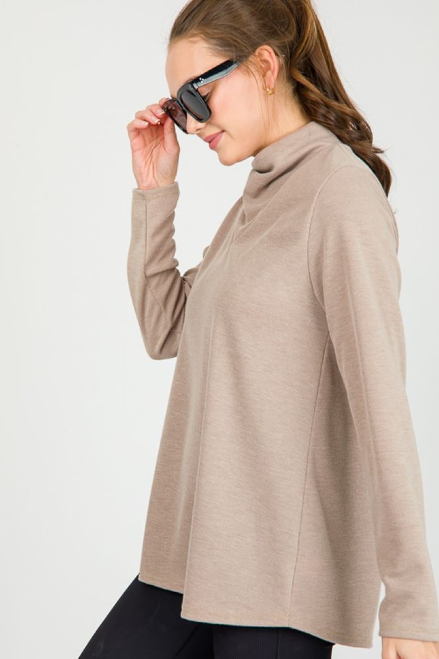 Aluvina 3/4 & Long Sleeve | Georgina Cowl Turtleneck, Taupe