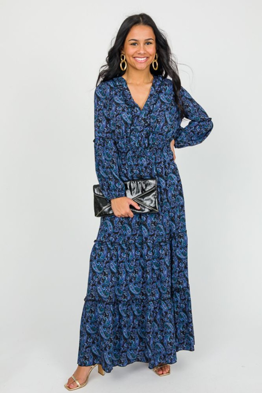 Jast Apparel Maxi & Midi | Paisley Maxi, Black/Blue