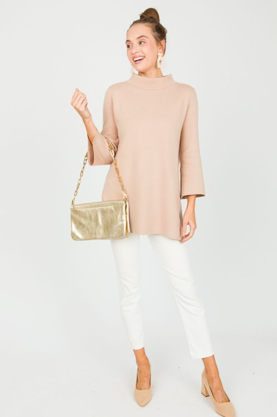 Fate by lfd 3/4 & Long Sleeve | Audrey Tunic Sweater, Beige