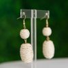 Golden Stella Jewelry | Raffia Oval Earrings, Beige