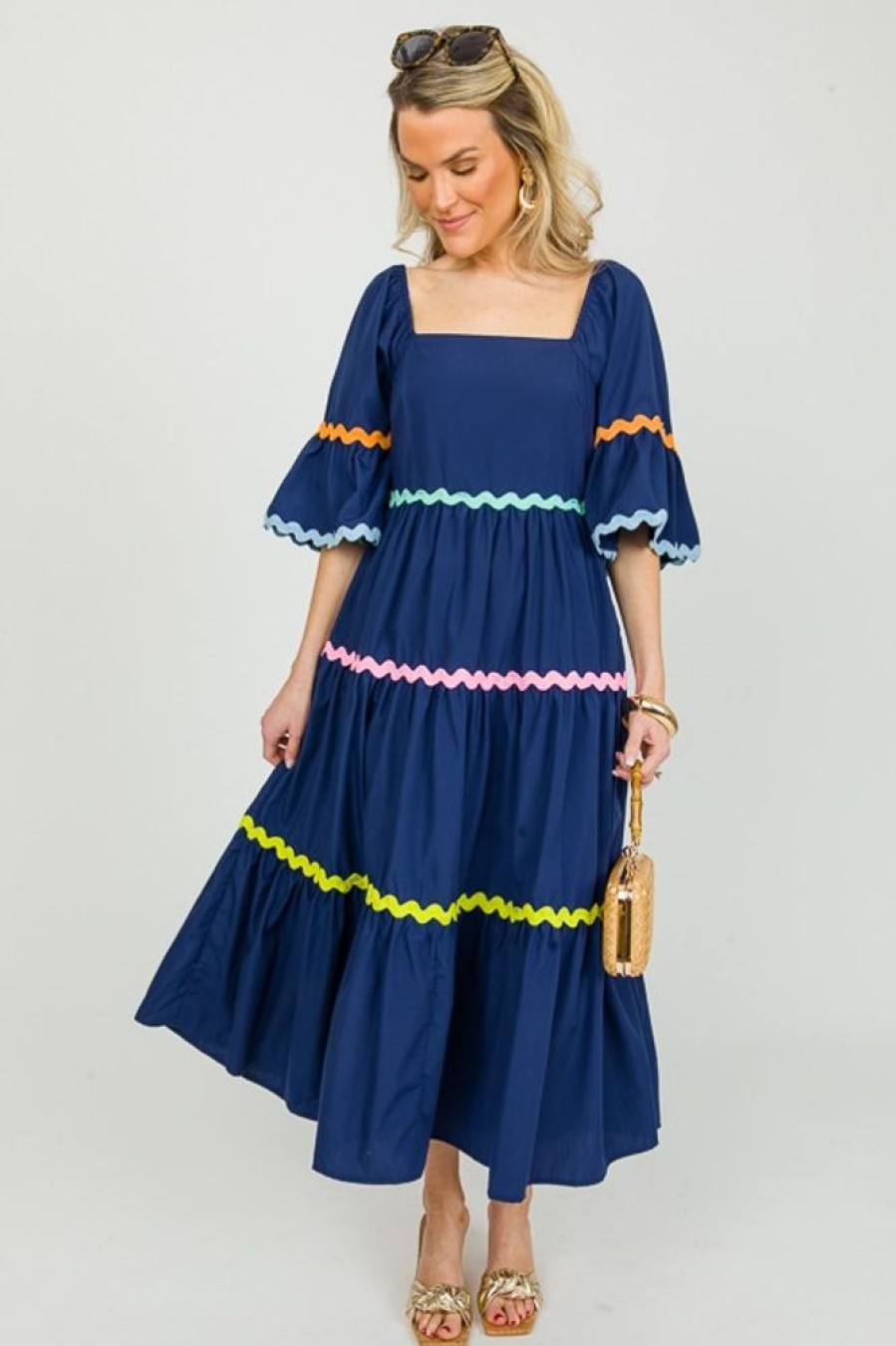 Entro Maxi & Midi | Multi Ric Rac Midi, Navy