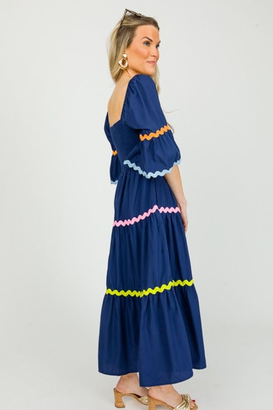 Entro Maxi & Midi | Multi Ric Rac Midi, Navy