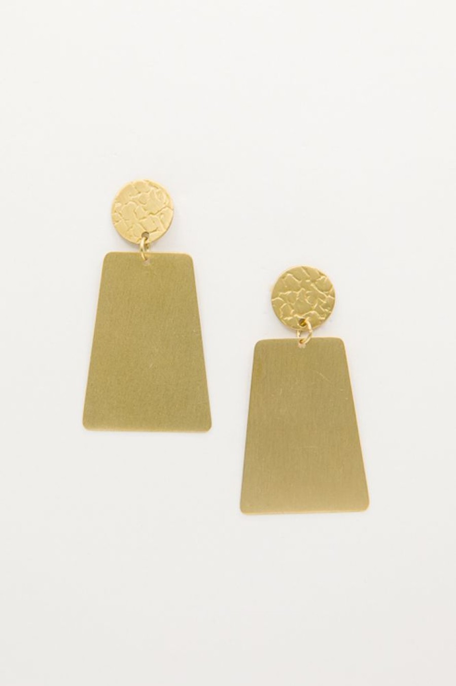 Golden Stella Jewelry | Textured & Trapezoid Dangle Earring