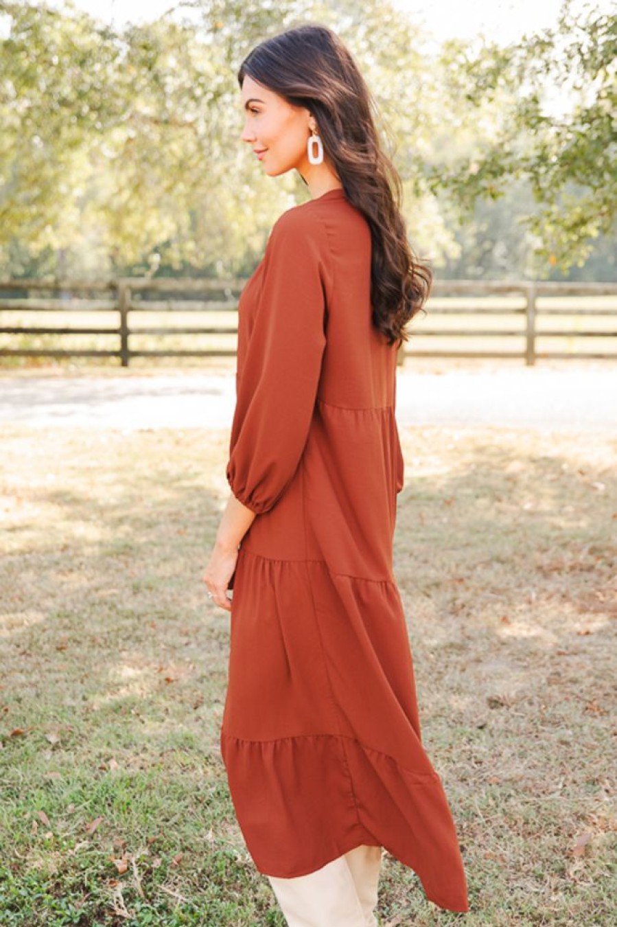 Umgee Maxi & Midi | Mitch Button Midi, Brown