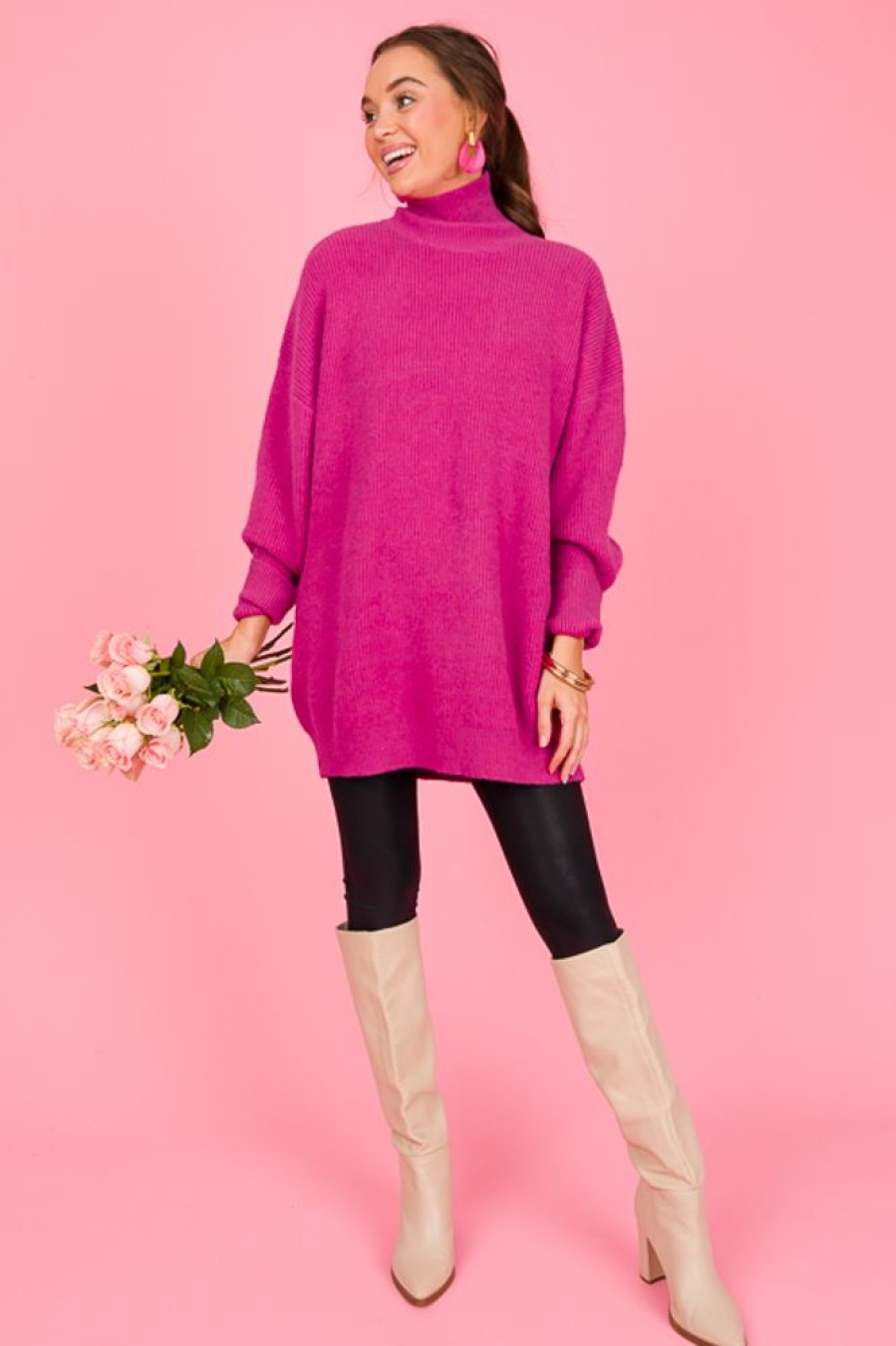 First Love 3/4 & Long Sleeve | Brenn Sweater, Fuchsia