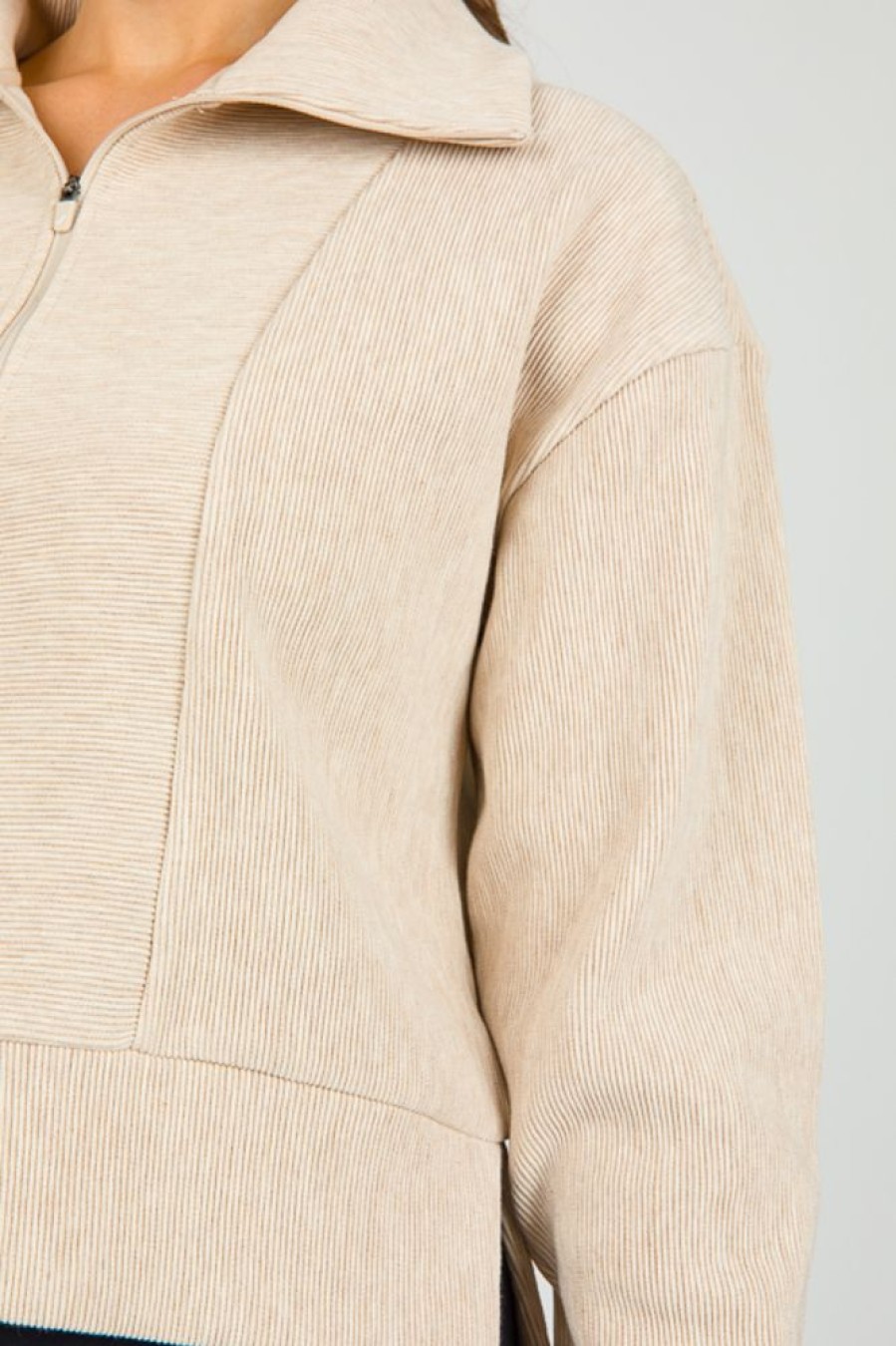 Thread & Supply 3/4 & Long Sleeve | Kristine Rib Pullover, Pale Heather