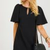 Ces Femme Little Black Dress | Flutter Sleeve Shift, Black