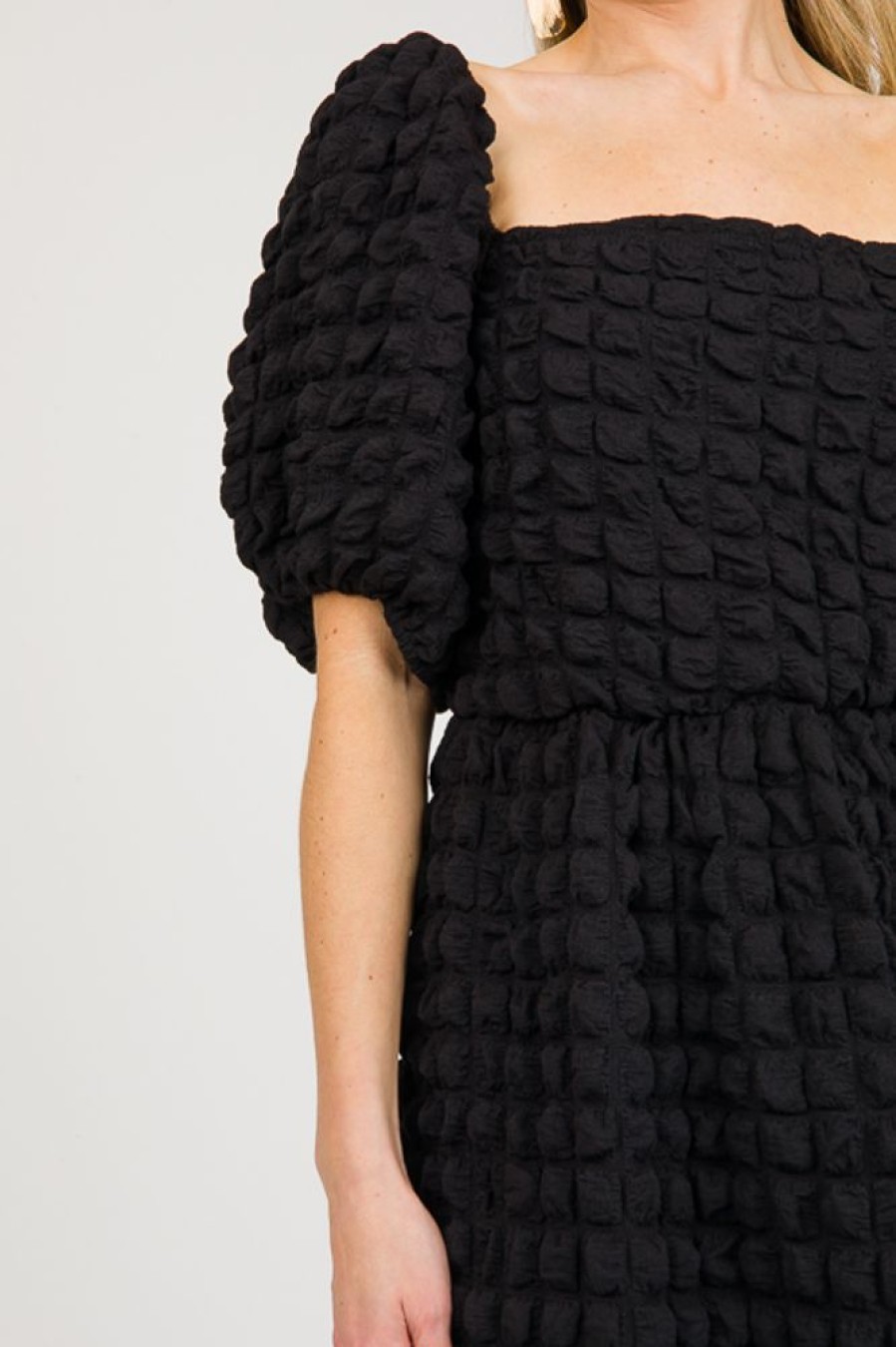 AndTheWhy Maxi & Midi | Bubble Texture Midi, Black