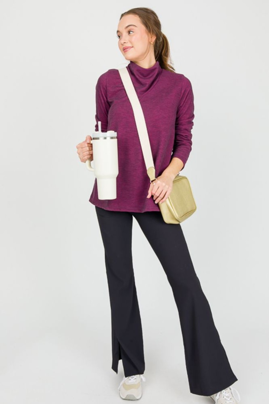 Aluvina 3/4 & Long Sleeve | Georgina Cowl Turtleneck, Plum