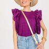 Thml Short Sleeve & Sleeveless | Ruffle Puff Sleeve Knit Top, Purple