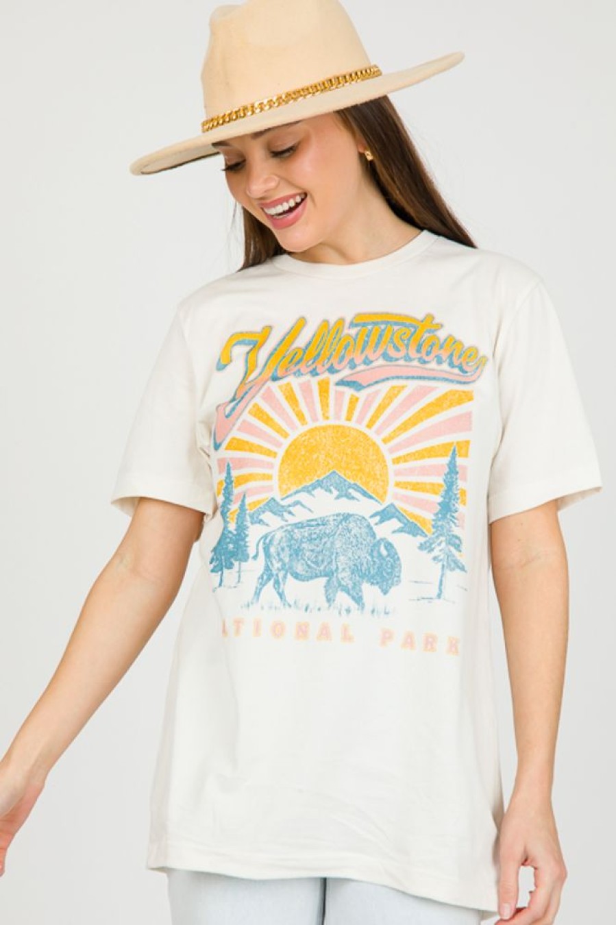 Golden Rose Clothing Short Sleeve & Sleeveless | Out West Tunic Tee, Vintage White