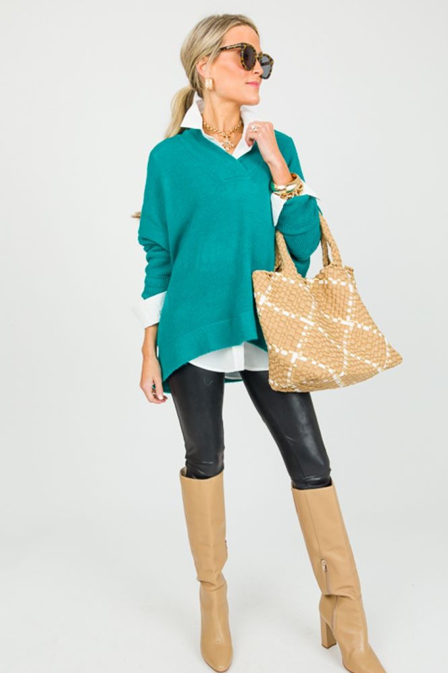 &merci 3/4 & Long Sleeve | V-Neck Pullover Sweater, Alpine