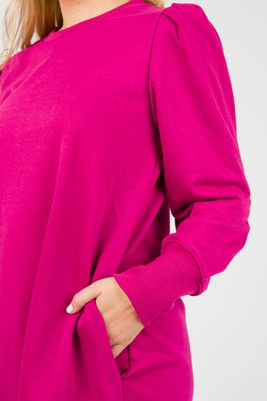 Jodifl Dresses W/ Sleeves | Terry Puff Sleeve Dress, Magenta