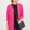 Zenana 3/4 & Long Sleeve | Popcorn Cardigan, Neon Hot Pink