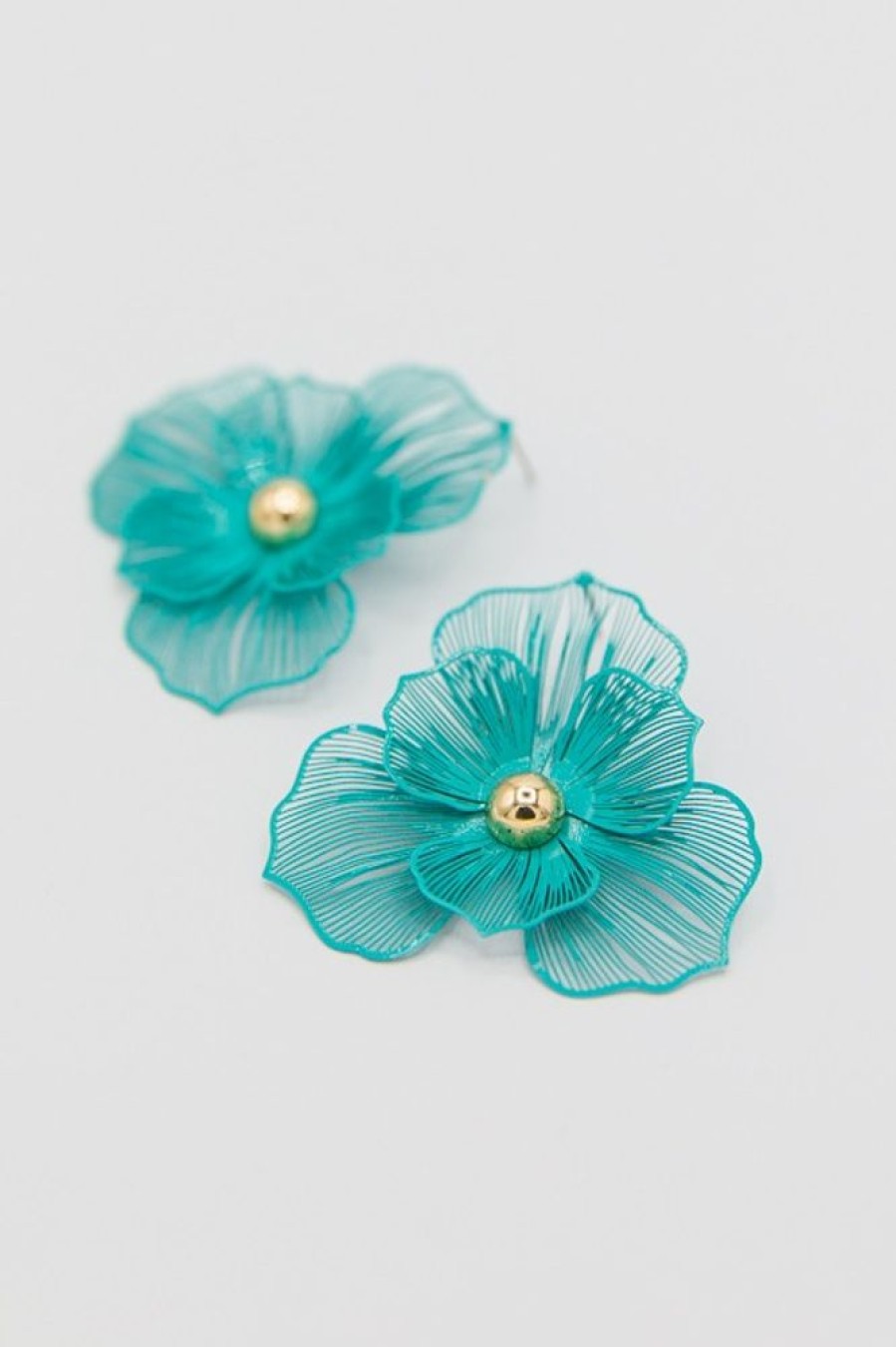 Golden Stella Jewelry | Petal & Gold Bud Earrings, Turquoise