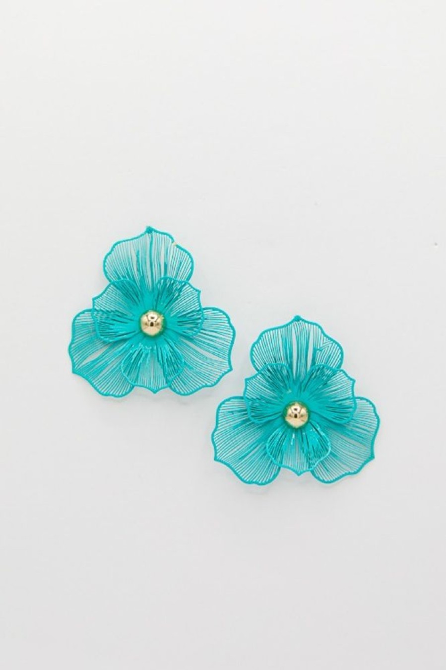 Golden Stella Jewelry | Petal & Gold Bud Earrings, Turquoise