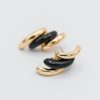 Golden Stella Jewelry | Curved Oval Shape Earrings, Black