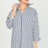 Lalavon Dresses W/ Sleeves | Classic Stripe Shirt Dress, Off White