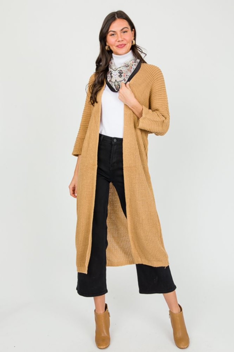 Venti6 3/4 & Long Sleeve | Dolman Sweater Cardigan, Camel