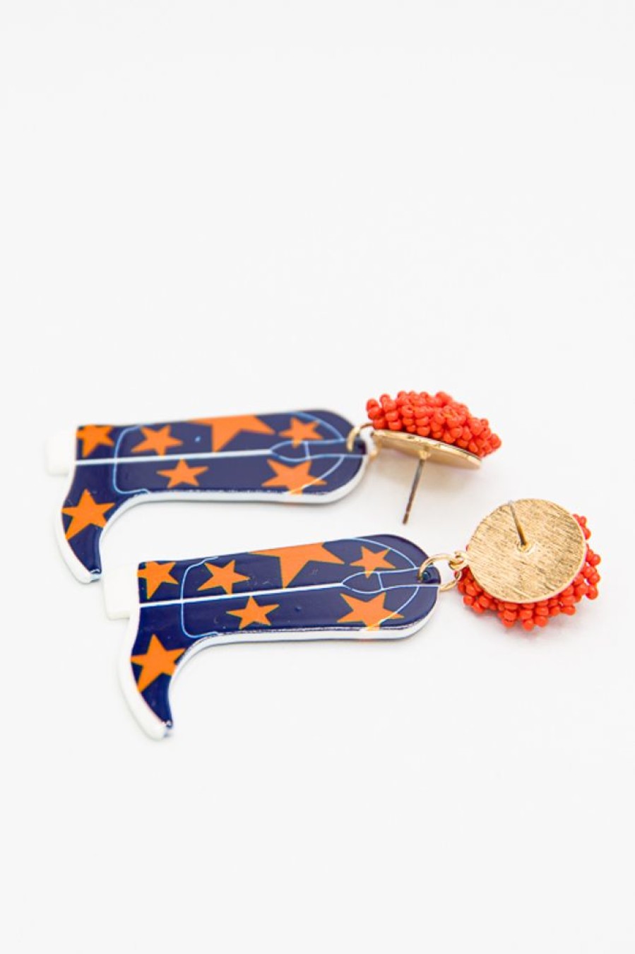 Michelle McDowell Jewelry | Boots Earrings, Navy/Orange