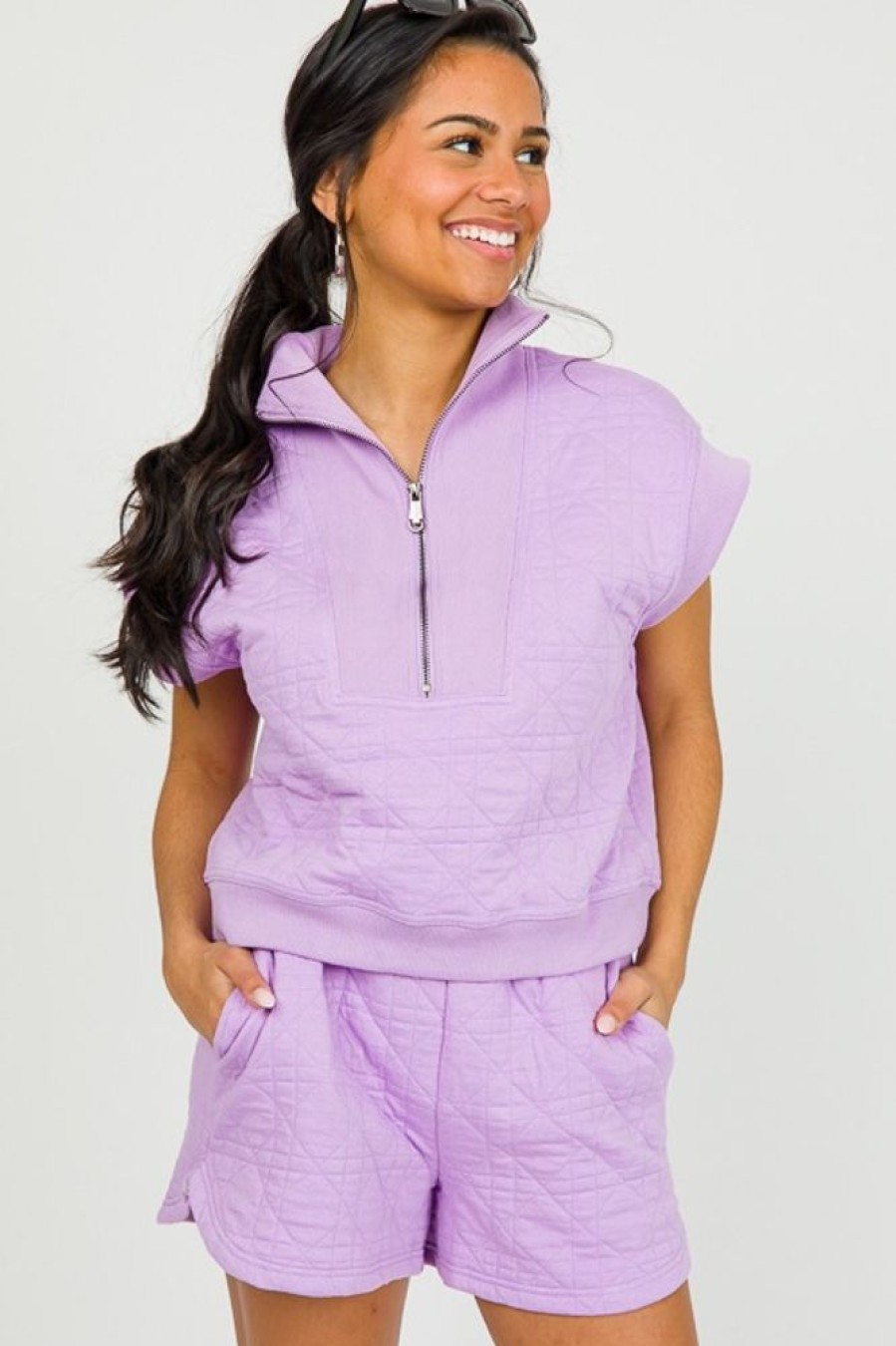 Entro Shorts | Quilted Shorts Set, Lavender