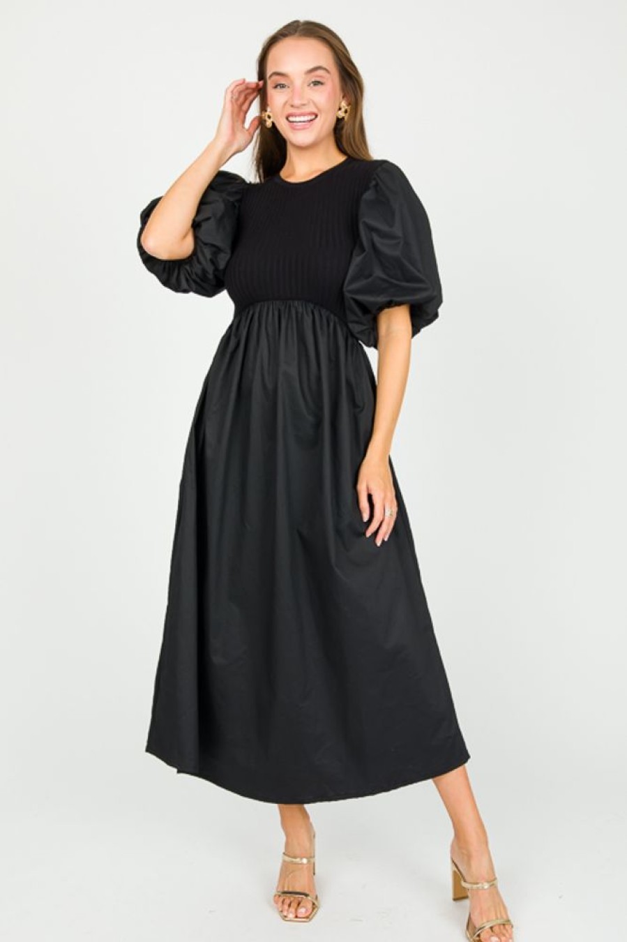 Sofie The Label Maxi & Midi | Kenzie Mix Media Midi, Black