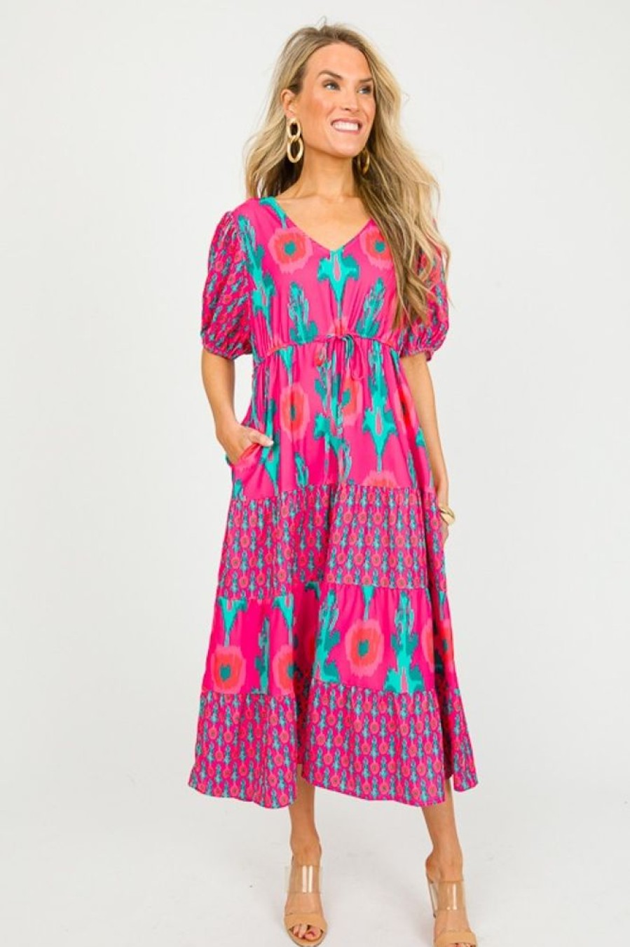 Jodifl Maxi & Midi | Abstract Contrast Midi, Hot Pink