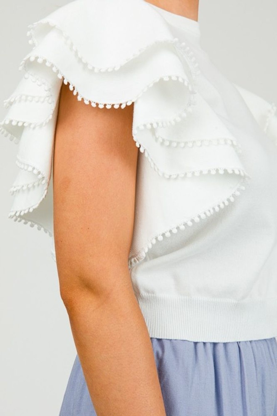 Strut and Bolt Short Sleeve & Sleeveless | Frill Of It Top, Off White