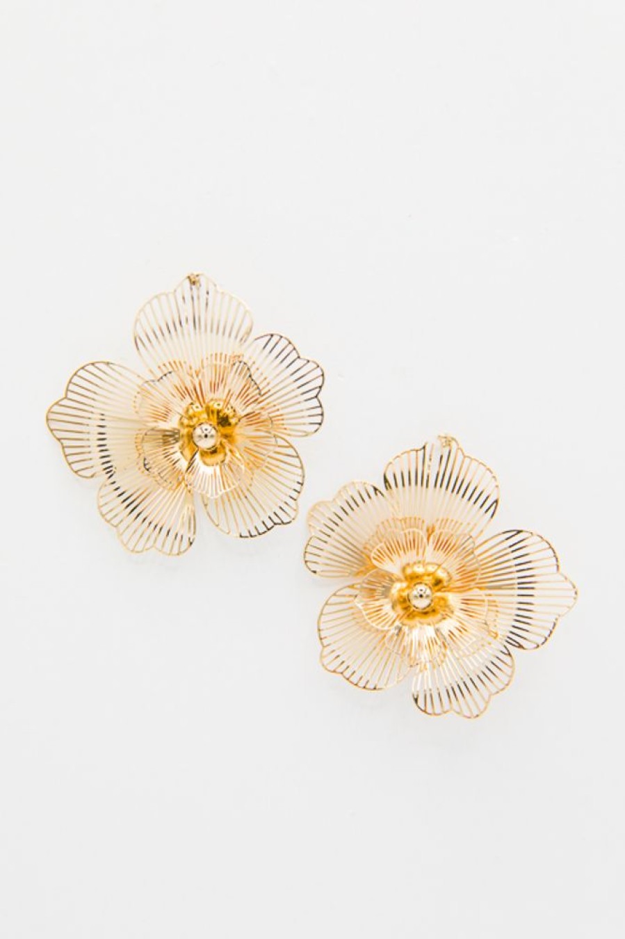 Golden Stella Jewelry | Brass Flower Filigree Earrings