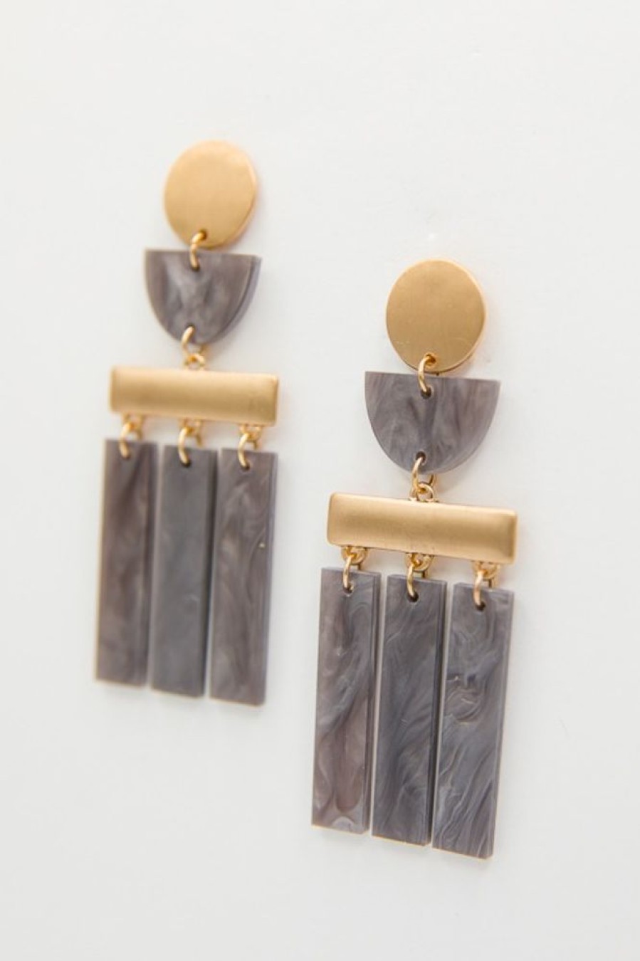 Golden Stella Jewelry | Tassel Acrylic Earrings, Gray