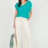 She + Sky Short Sleeve & Sleeveless | V-Neck Fuzzy Sweater Vest, Jade