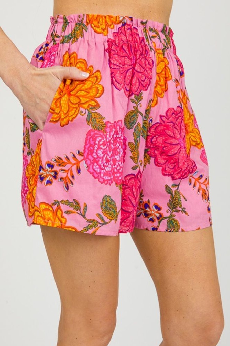 KARLIE Shorts | Floral Pull-On Shorts, Pink