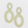 Golden Stella Jewelry | Raffia Wrapped Oval Earring, Mint