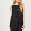 Sundayup Little Black Dress | Fringe Stripes Dress, Black