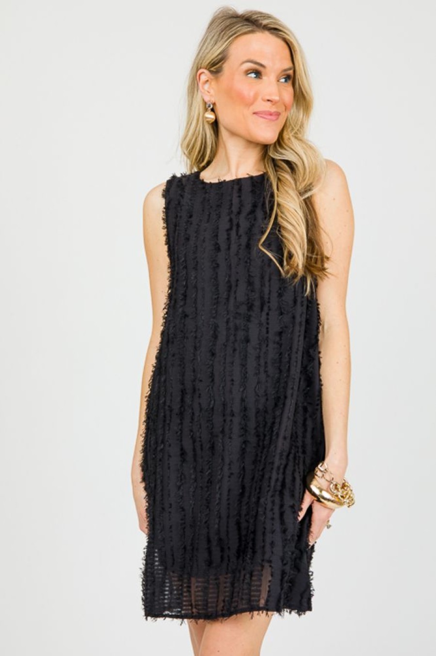 Sundayup Little Black Dress | Fringe Stripes Dress, Black