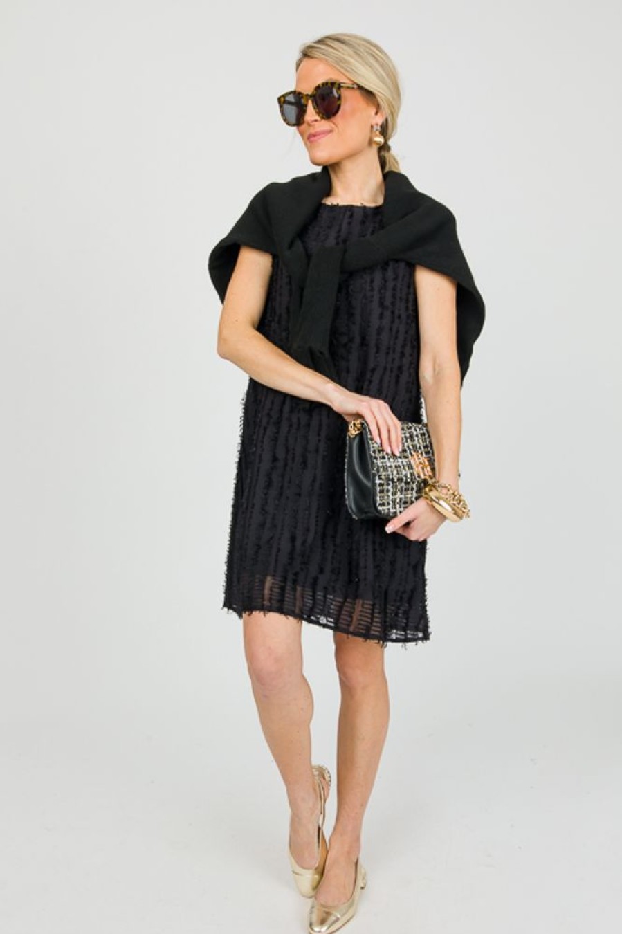 Sundayup Little Black Dress | Fringe Stripes Dress, Black