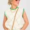 Lumiere Short Sleeve & Sleeveless | Hidden Gem Sweater Vest, Ivory/Green