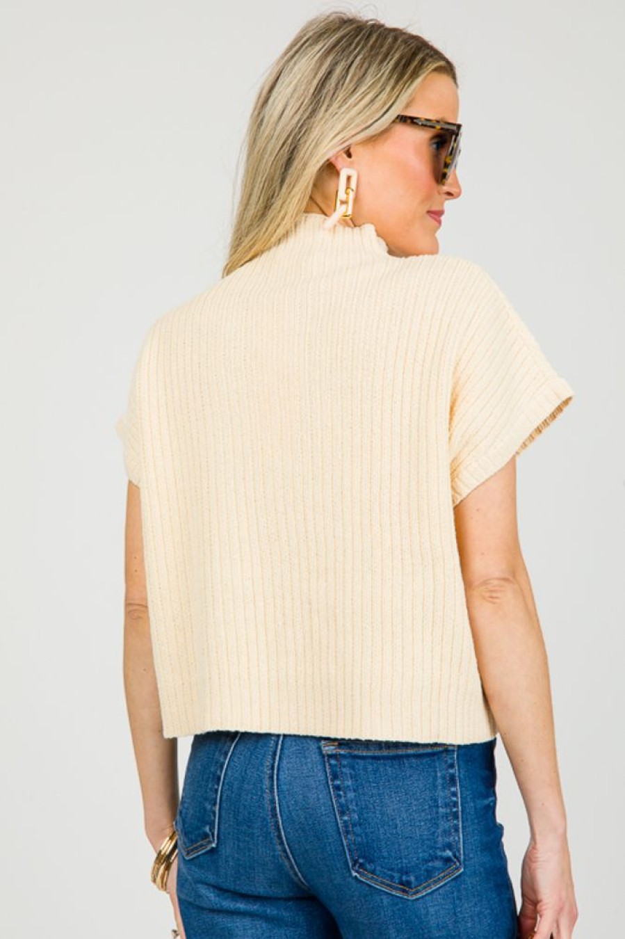 Entro Short Sleeve & Sleeveless | Leigh Pocket Sweater, Natural