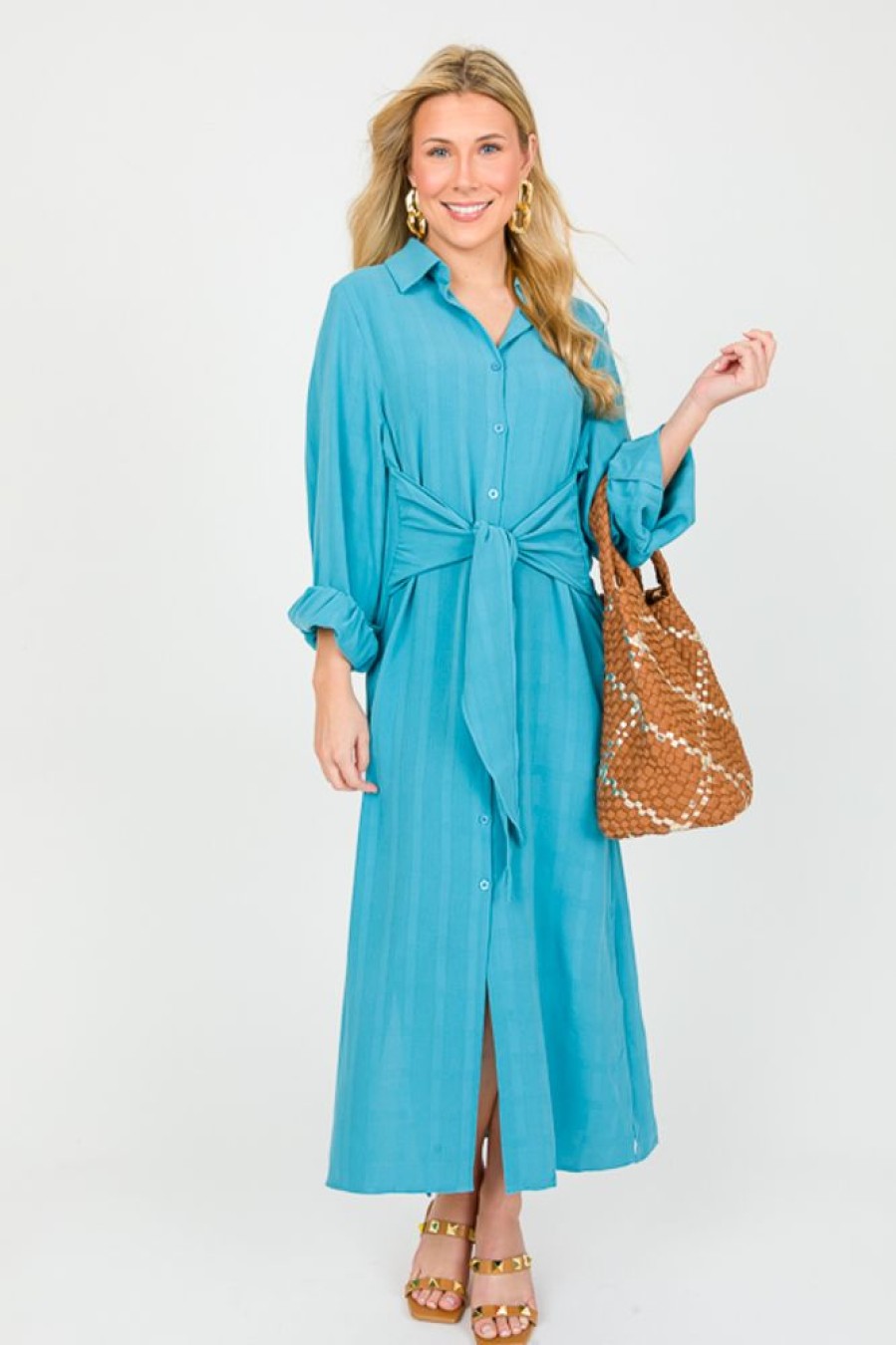 Lumiere Maxi & Midi | Lane Tie Waist Midi, Blue