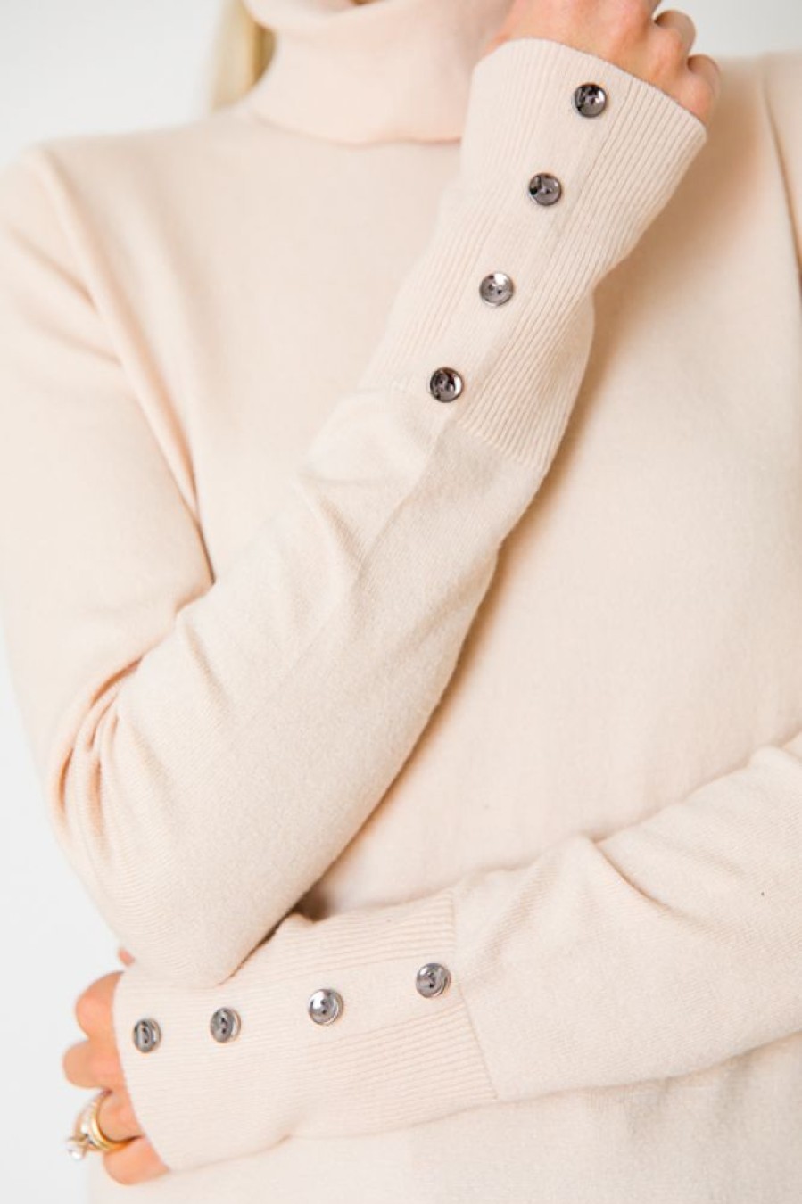 Staccato 3/4 & Long Sleeve | Button Up Turtleneck, Oatmeal