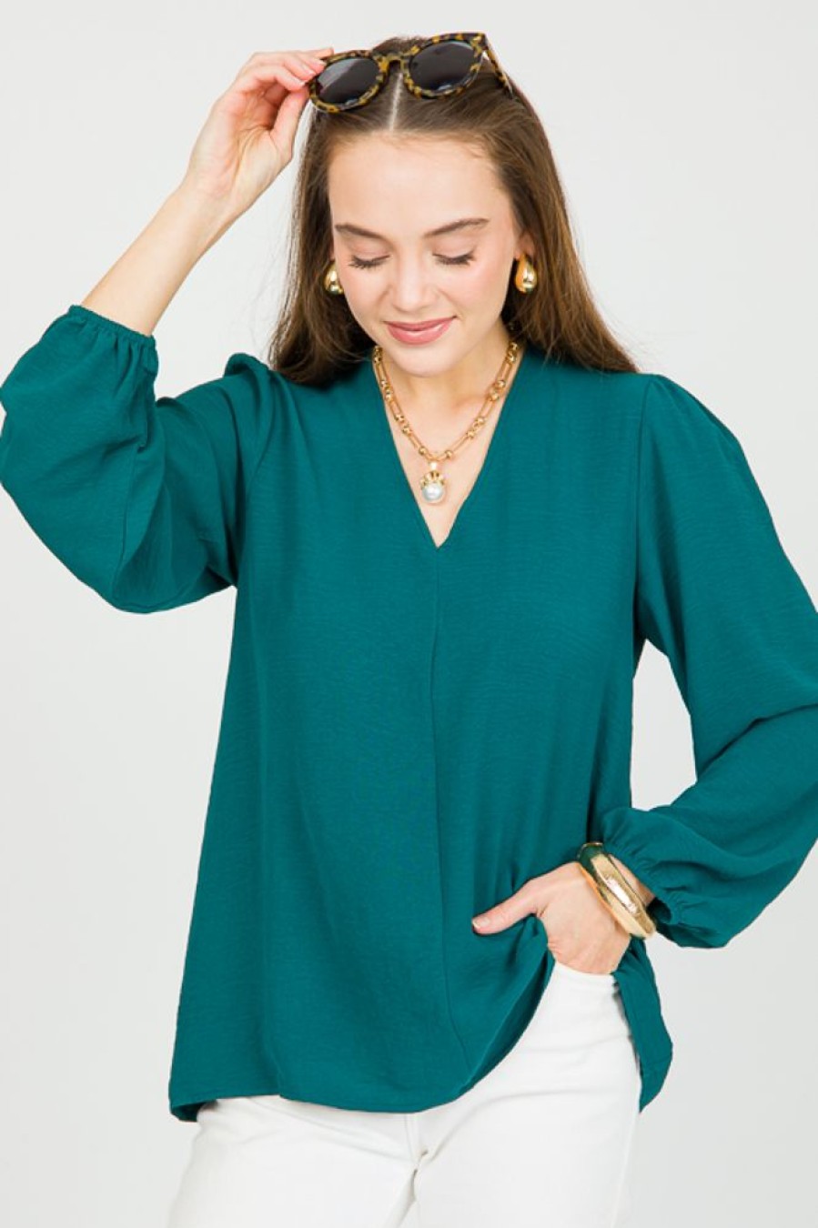 Jodifl 3/4 & Long Sleeve | Novi Blouse, Teal