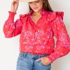 Sugar Lips 3/4 & Long Sleeve | Ibis Floral Top, Red Pink