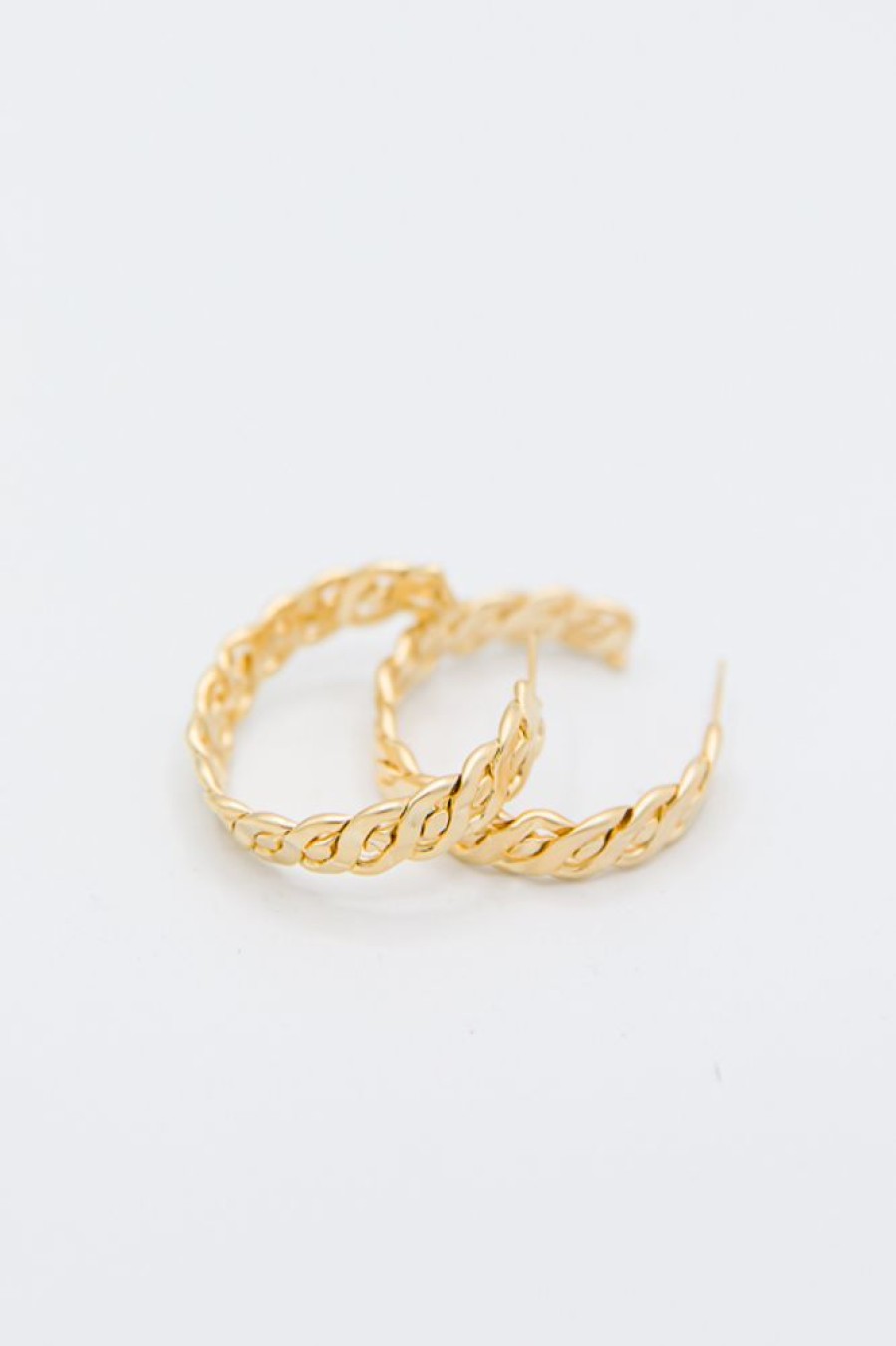 Golden Stella Jewelry | Matte Gold Chain Hoops